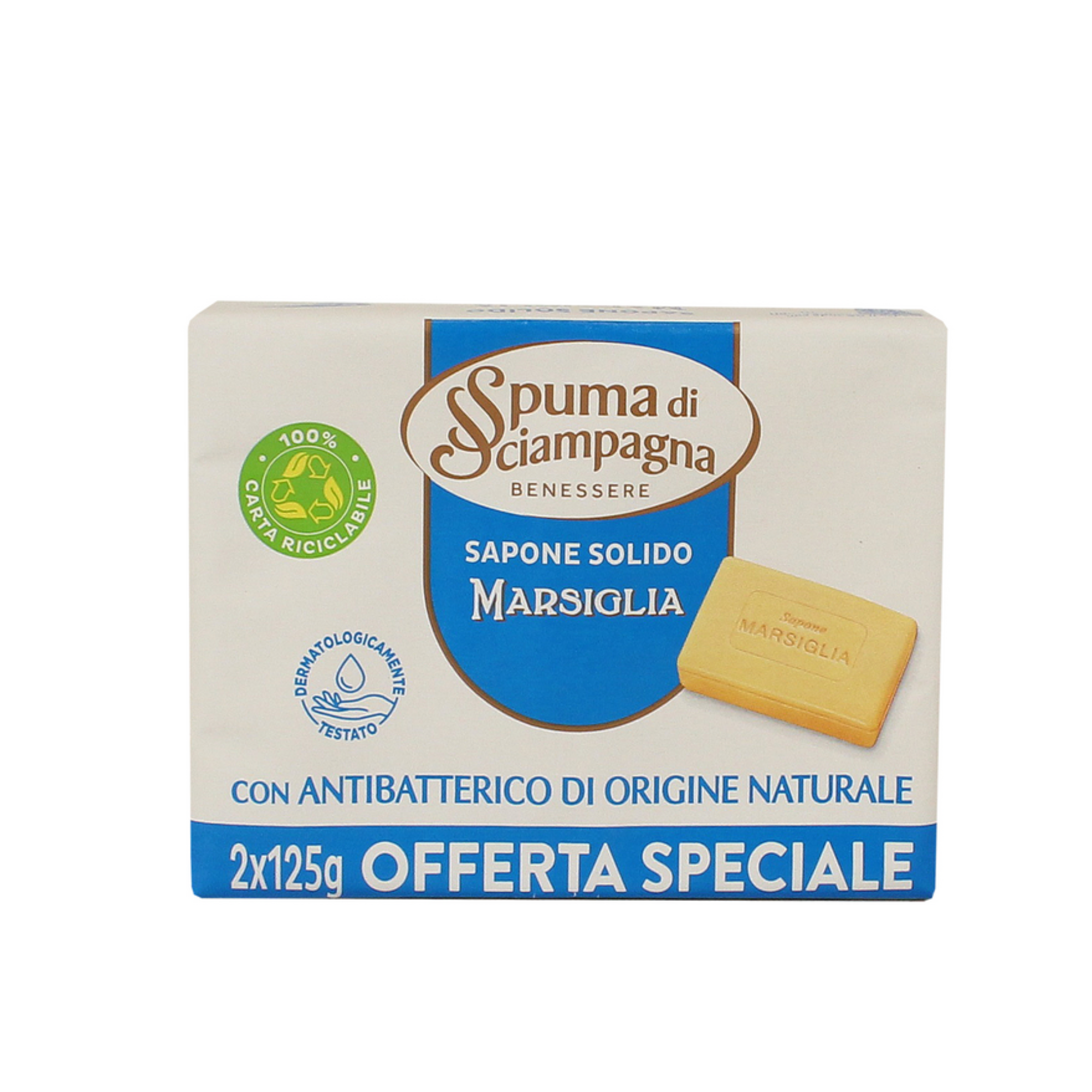 Sapone Solido Marsiglia Spuma Di Sciampagna 2 x 125 g