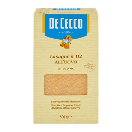 Lasagne n.112 De Cecco Pasta all’uovo 500 g