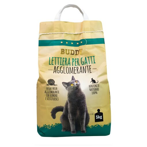 Lettiera Per Gatti Agglomerante Buddy A Base Di Bentonite 5 Kg