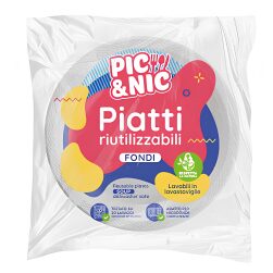 Pic & Nic Piatti Fondi Riutilizzabili 21 cm 20 Pezzi